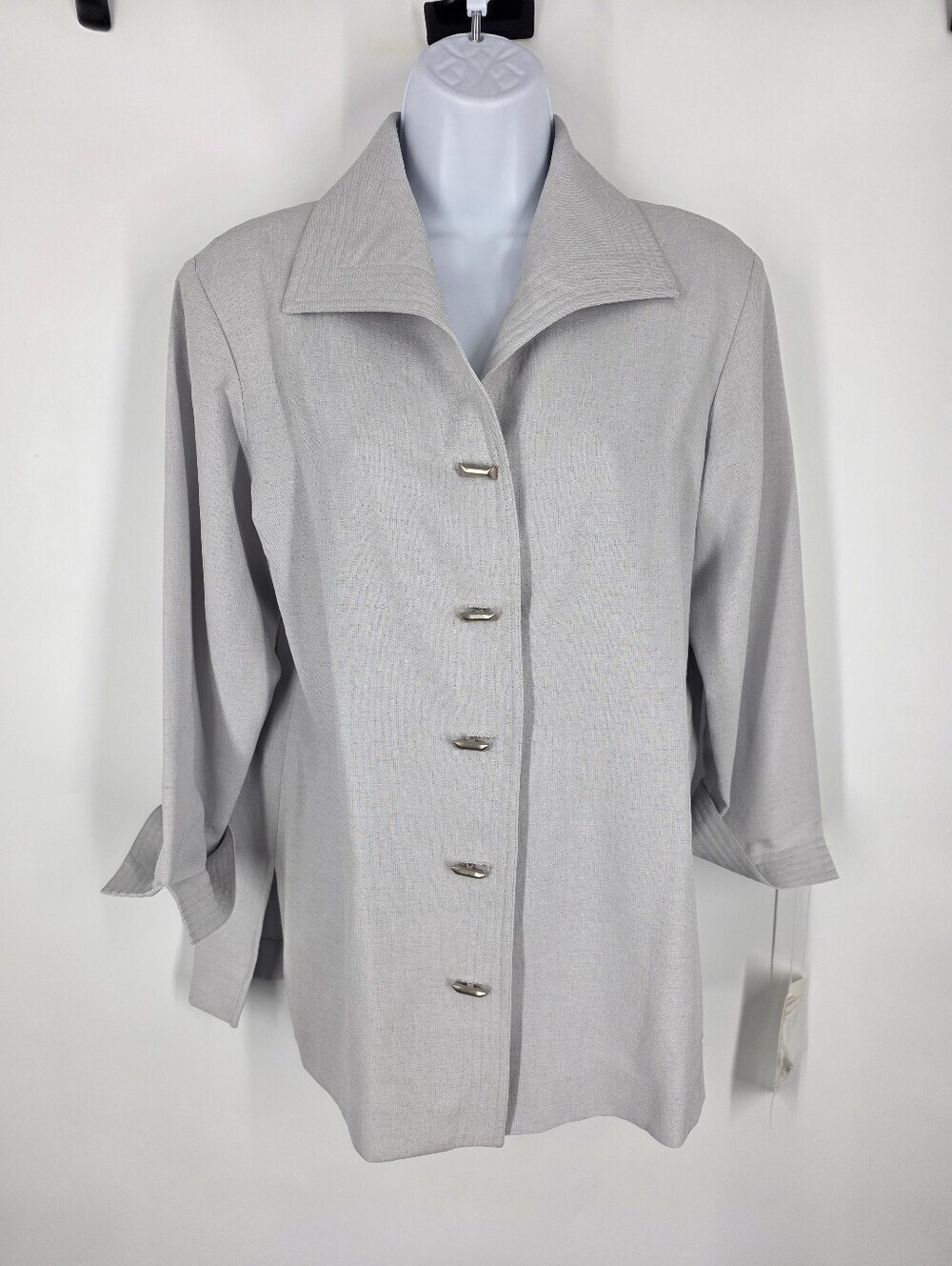 Patchington NWT Grey Textured Button Up Jacket Shacket Shirt Top Small Lagenlook